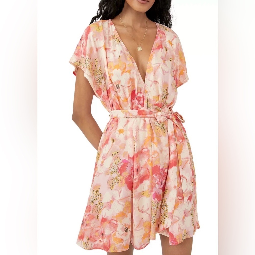 Free People Freddy Tie Mini Dress in Fruit Punch Floral Size Medium